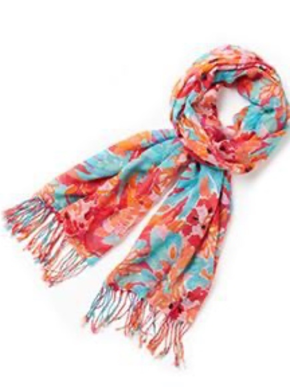 Lilly Pulitzer Vibrant Floral Scarf in Red, Orange, and Blue